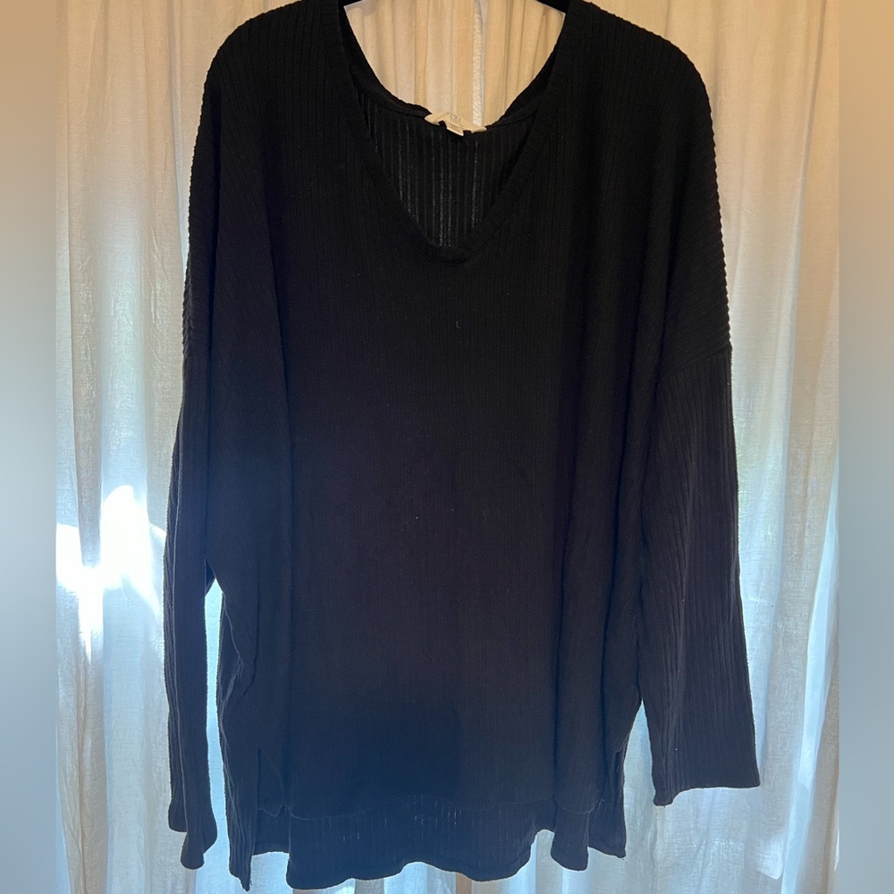 Time & Tru XXL black oversized vneck, long sleeve